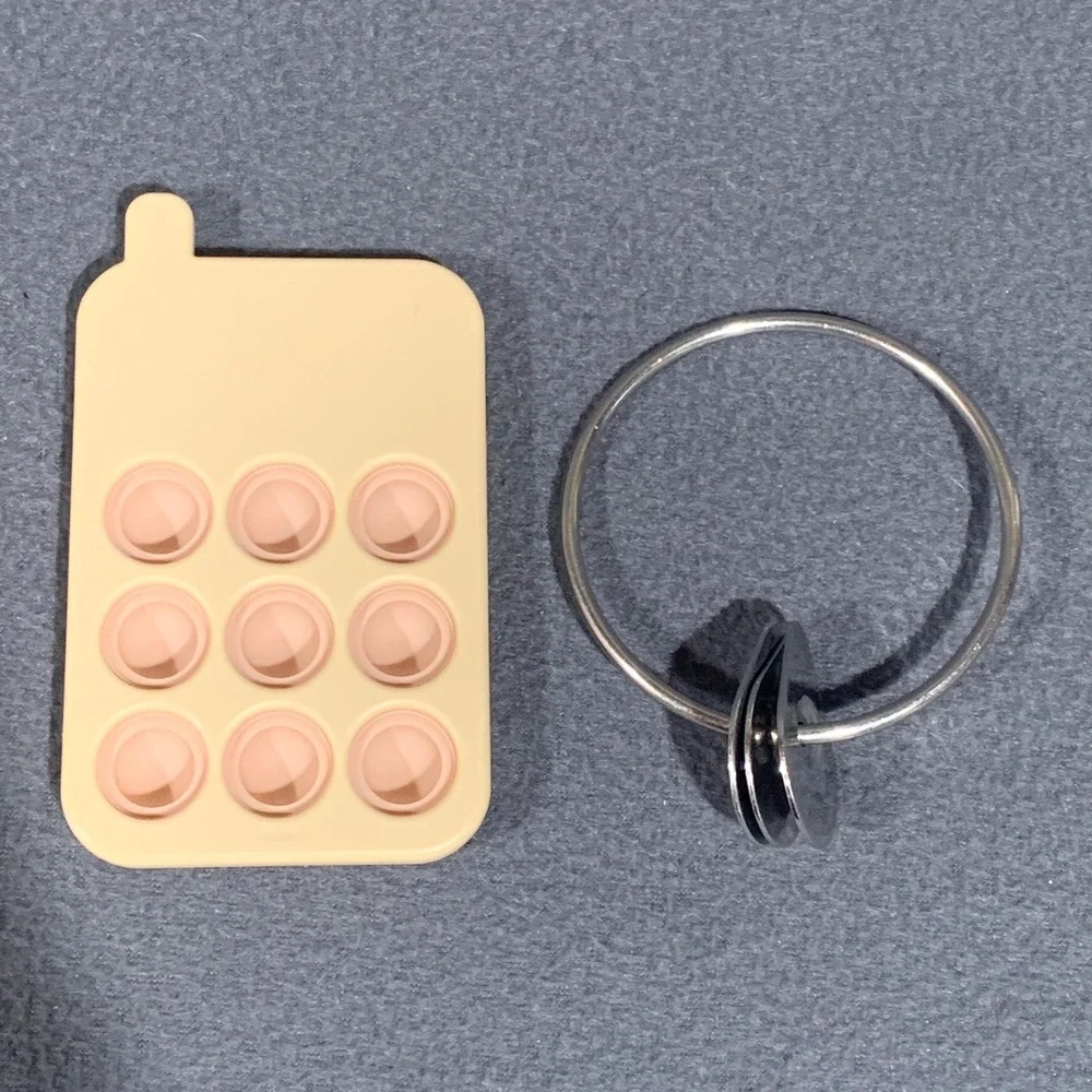 Mushie Silicone Phone Press Toy & Lovevery Metal Key‎ Ring Sensory Toy Bundle